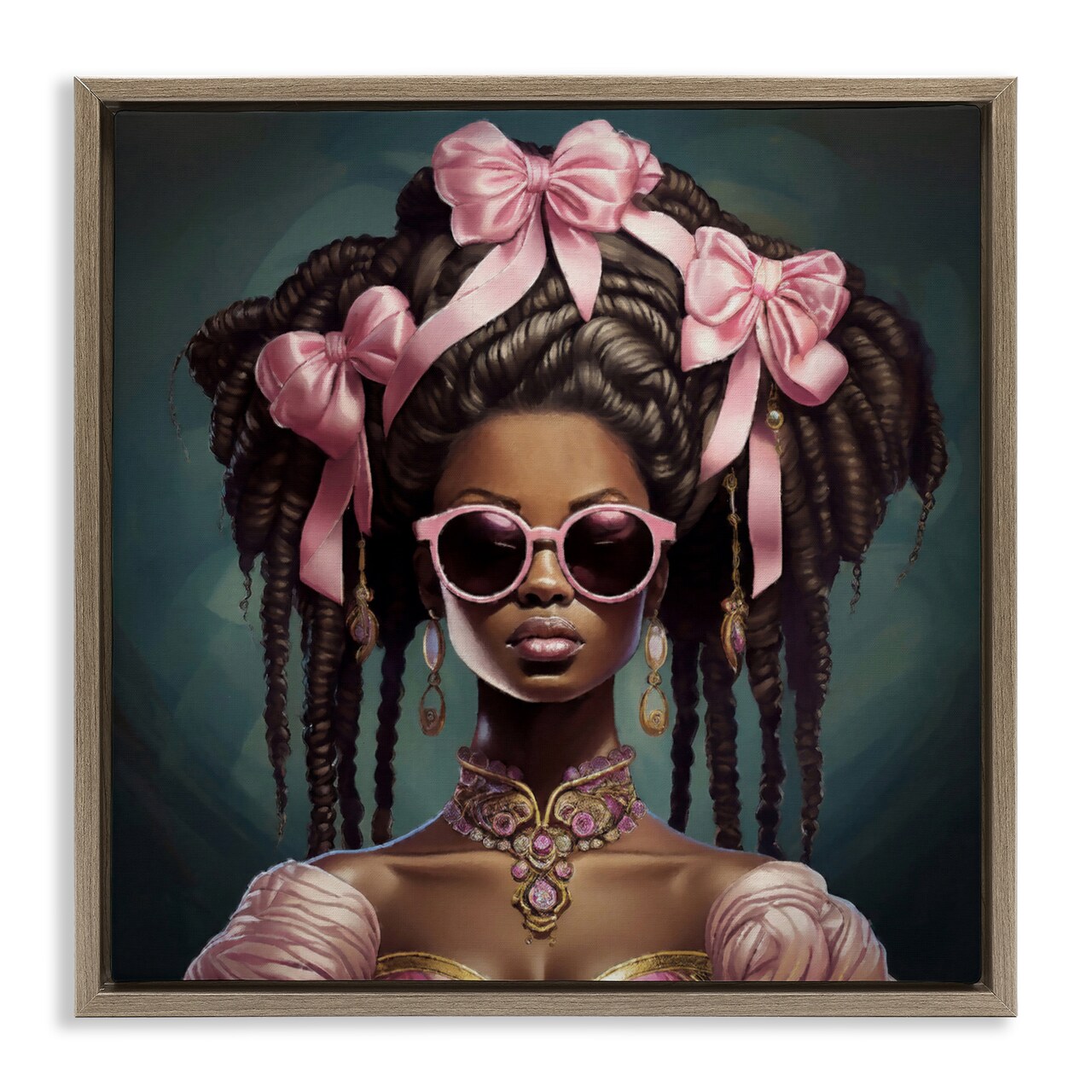 Stupell Industries Rococo Woman With Bows Floating Frame, design by Grotto Studios